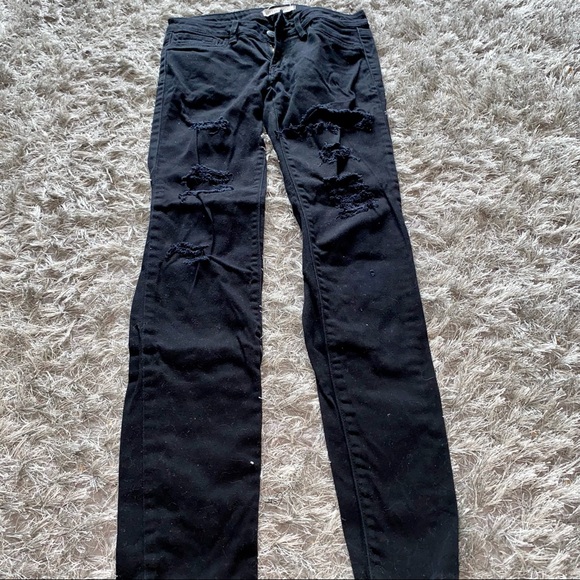 Black Ripped Straight Leg Jeans - Picture 2 of 5